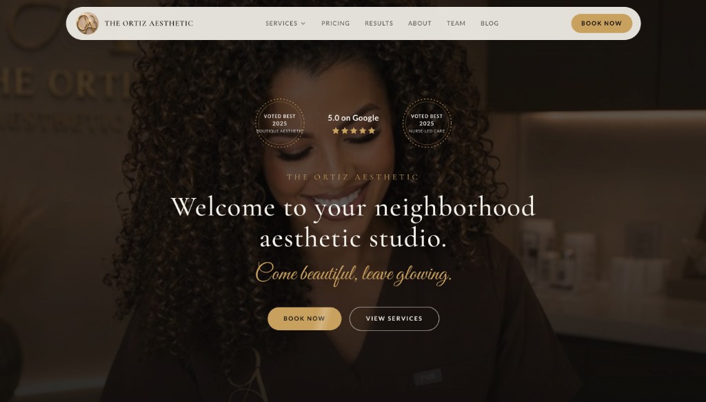 The Ortiz Aesthetic website screenshot 1