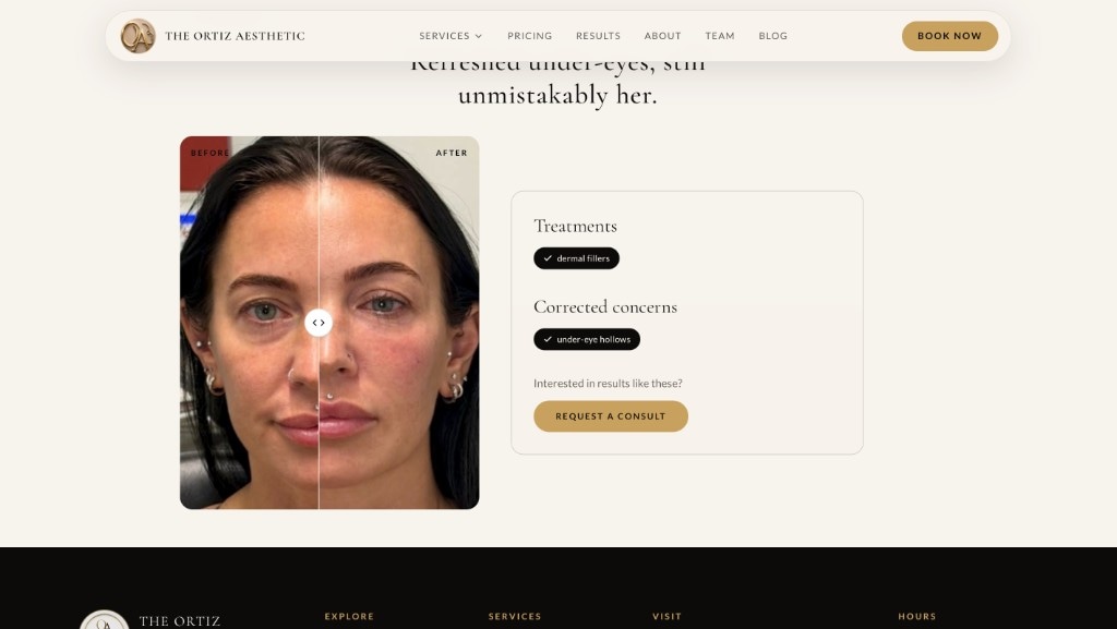 The Ortiz Aesthetic website screenshot 3