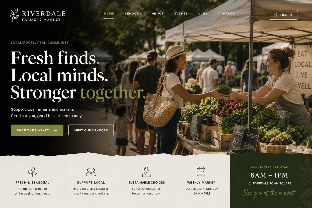 Riverdale Farmers Market website screenshot 1