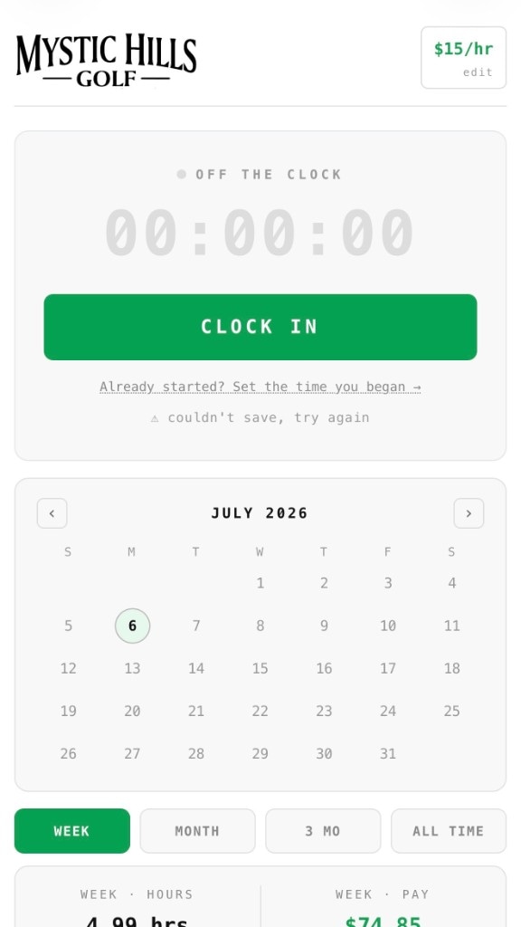 Mystic Hills Golf app screenshot